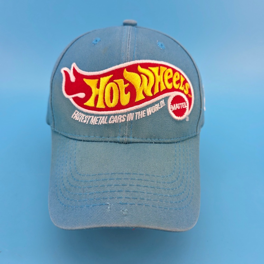 Hot Wheels Mattel Blue Snapback Hat Fastest Metal Cars In The World Logo Cap